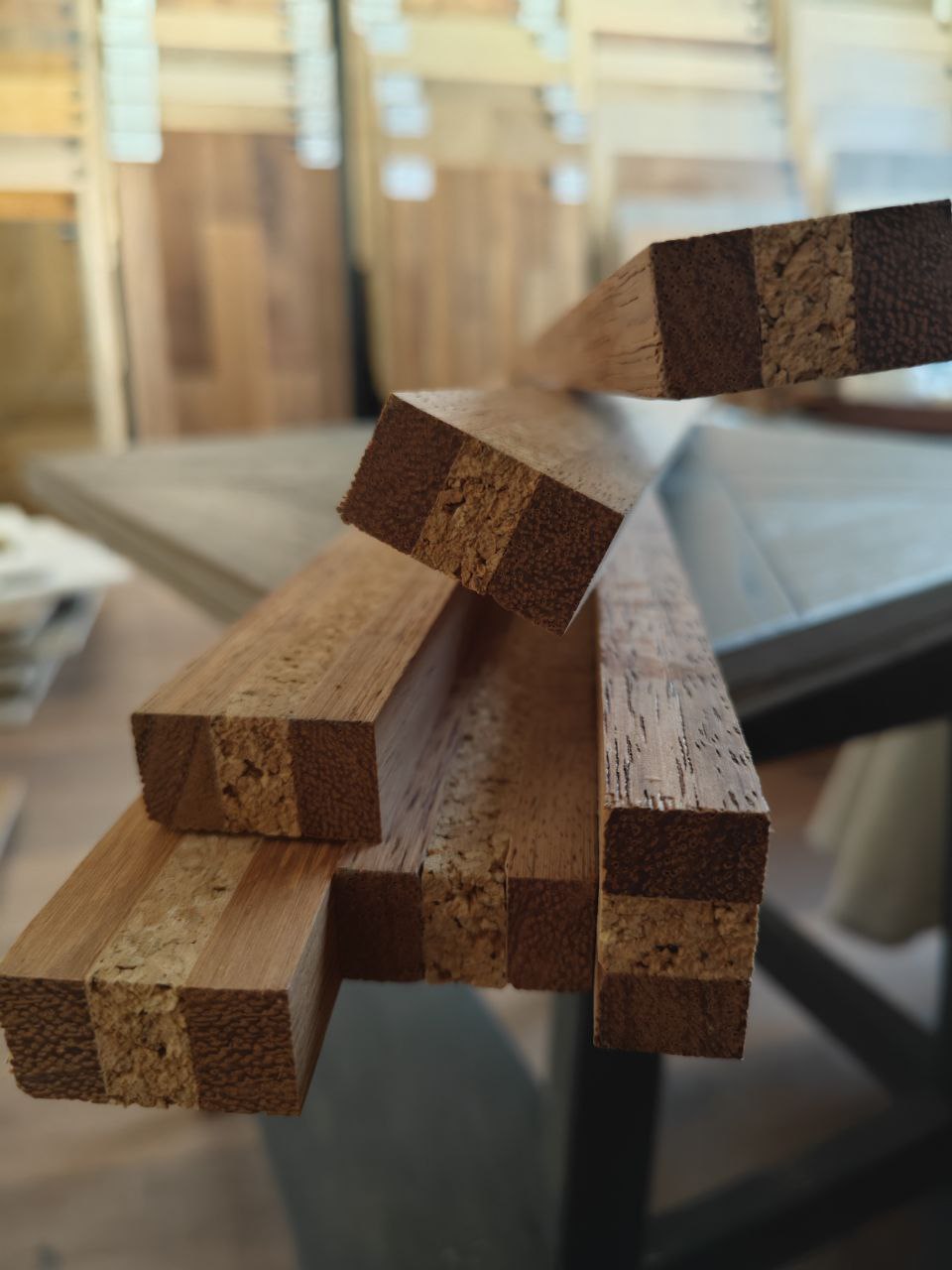 Компенсатор 3- слойный с деревом Мербау+пробка+Мербау 10х10х10х15х910